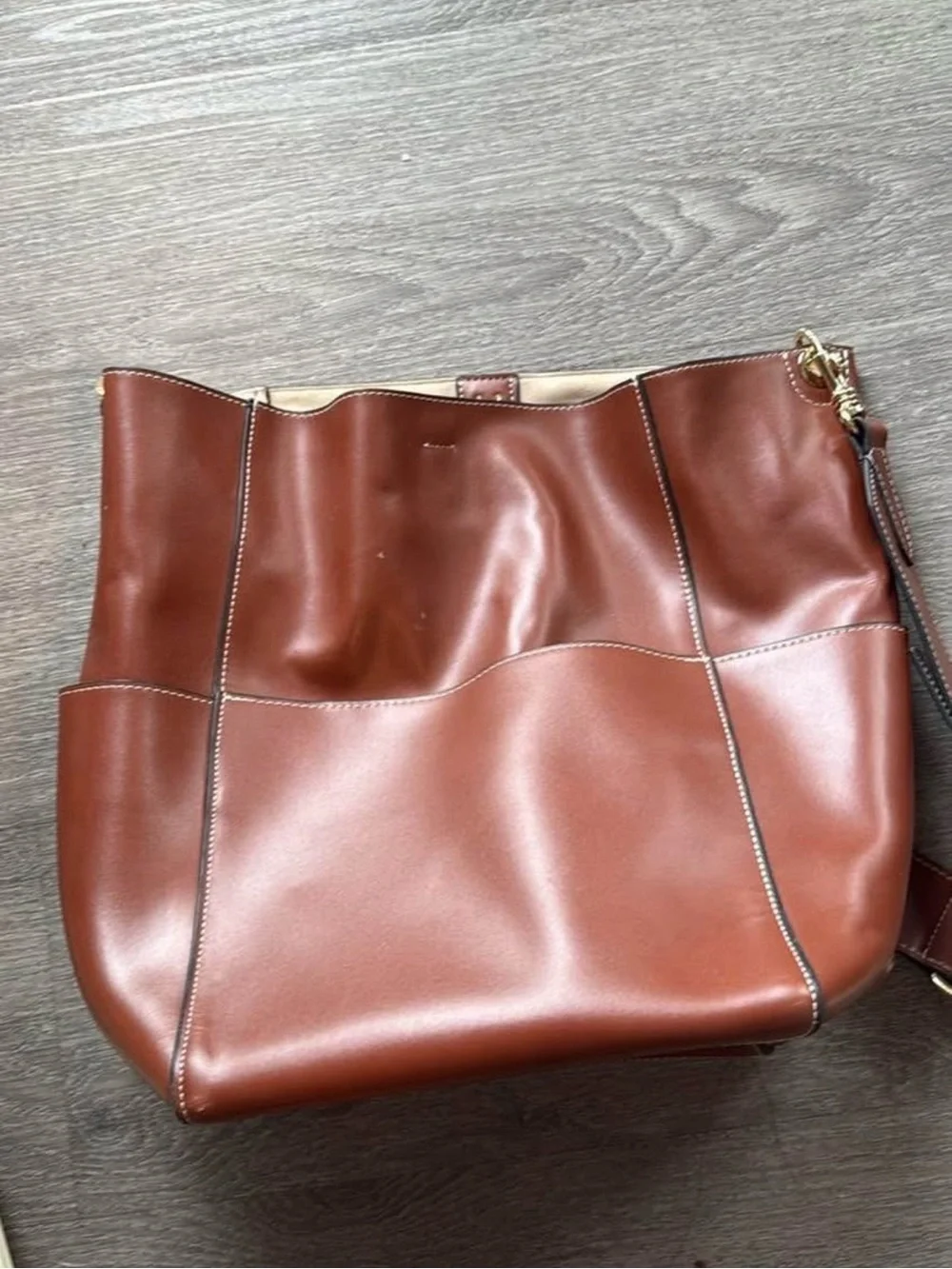 Women's Brown Leather Laptop Shoulder Bag - Contemporary Carry